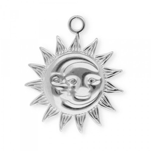 Stainless steel charms sun & moon Silver