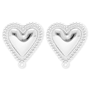 BY31&reg; Stainless Steel findings earrings&nbsp;/&nbsp;earpins heart with loop Silver