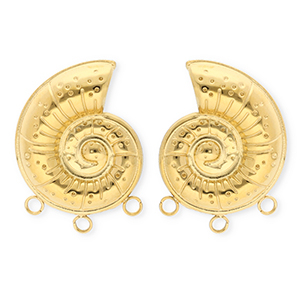 BY31&reg; Stainless Steel findings earrings&nbsp;/&nbsp;earpins shell with 3 loops Gold