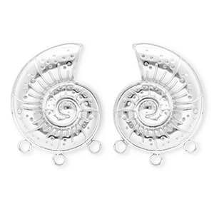 BY31&reg; Stainless Steel findings earrings&nbsp;/&nbsp;earpins shell with 3 loops Silver