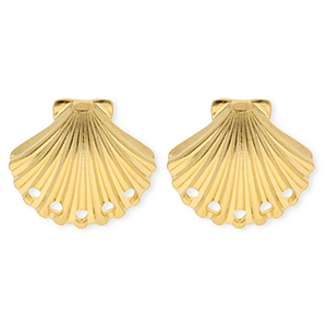BY31&reg; Stainless Steel findings earrings&nbsp;/&nbsp;earpins shell with 5 loops Gold