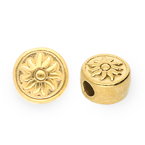 Stainless steel beads disc with sun Gold