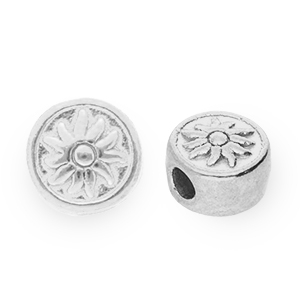 Stainless steel beads disc with sun Silver