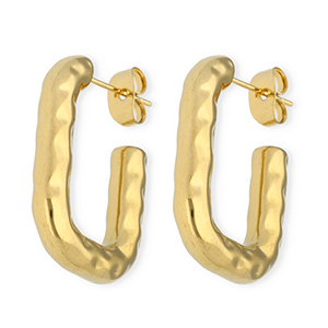 Stainless steel earrings / earpin rectangle Gold