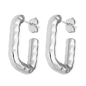 Stainless steel earrings / earpin rectangle Silver