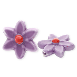Beads ceramic flower Dark Mauve