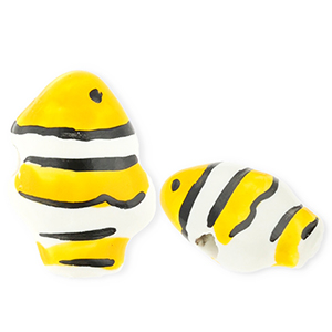 Beads ceramic clownfish Yellow-White-Black