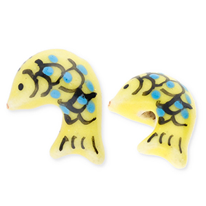 Beads ceramic fish Yellow-Blue-Black
