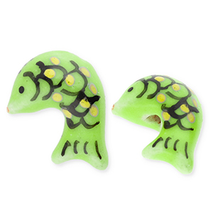 Beads ceramic fish Green-Yellow-Black