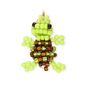 BY31&reg; Glass seed beads charms turtle Lime Green-Brown-Black-Gold