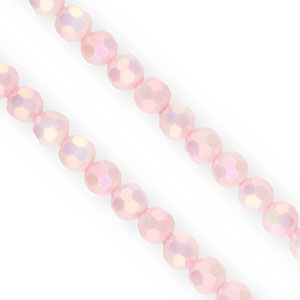 Round top faceted beads 6mm Light Pink-AB Coating