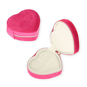Jewellery travel box heart Hot Pink