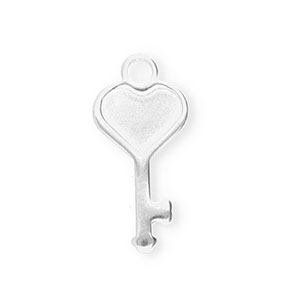 Stainless steel charms key with heart Silver