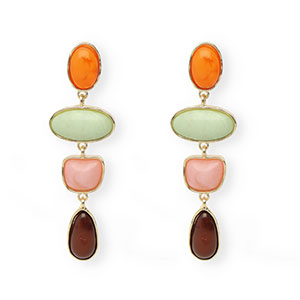 Trendy earrings&nbsp;/&nbsp;earpins with stainless steel post Gold-Warm Orange-Green-Pink-Brown