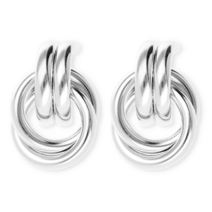 Statement earrings&nbsp;/&nbsp;earpins double ring with stainless steel post Silver