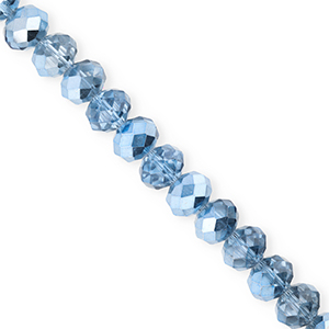 Top faceted beads 8x6mm disc Blue-Pearl Shine Coating