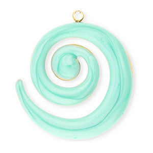 Stainless steel charms spiral Gold-Mint Green Marble