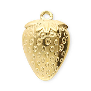 Stainless steel charms strawberry Gold
