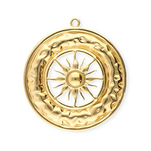 Stainless steel charms circle with sun Gold