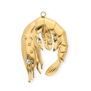Stainless steel charms shrimp Gold