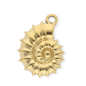 Stainless steel charms round with starfish Gold