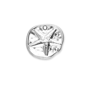 Stainless steel charms round with starfish Silver