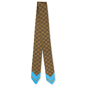 Bandana scarf with "F" pattern Blue-Copper-Brown