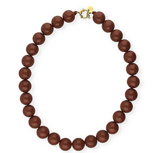BY31&reg; 16mm acryl bead necklaces shiny Cappuccino brown 19-1220 TCX-Gold