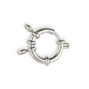 Stainless Steel findings bolt ring clasp 18mm with loops Silver