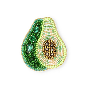 Brooches avocado Green-Gold-Transparent
