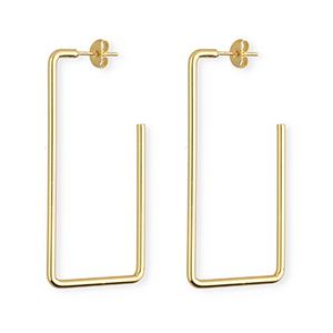Stainless steel earrings&nbsp;/&nbsp;earpins rectangle Gold