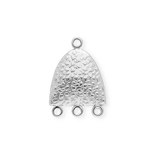 BY31&reg; Stainless steel findings connector semi-oval with 4 loops Silver