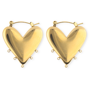 BY31&reg; Stainless Steel findings earrings&nbsp;/&nbsp;creoles heart with 5 loops Gold