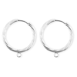 BY31&reg; Stainless Steel findings earrings&nbsp;/&nbsp;creoles twisted with loop Silver
