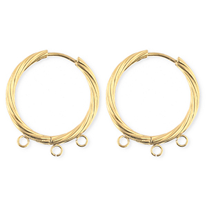 BY31&reg; Stainless Steel findings earrings&nbsp;/&nbsp;creoles twisted with 3 loops Gold