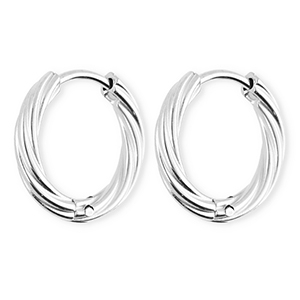 BY31&reg; Stainless steel earrings / creoles twisted Silver