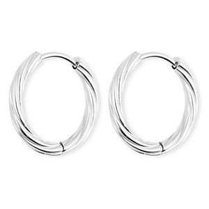 BY31&reg; Stainless steel earrings / creoles twisted Silver