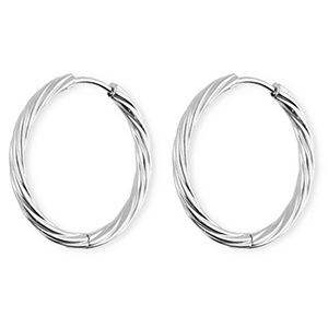 BY31&reg; Stainless steel earrings / creoles twisted Silver