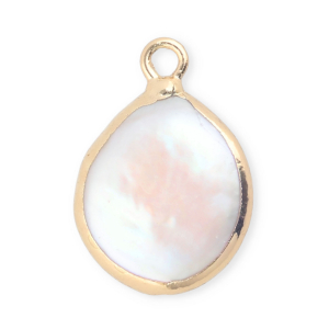 Imperfect freshwater pearls charm round/drop Gold-Natural White