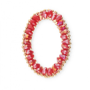 Top faceted charms oval Red AB-Gold