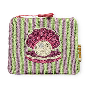 BY31&reg; Pouch shell with pearl Pastel Green-Lilac-Aubergine-Off White-White