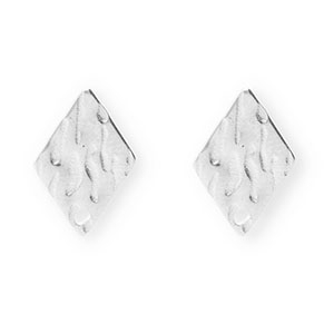 Stainless Steel findings earrings / earpins rhombus with loop Silver