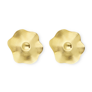 Stainless steel findings earrings&nbsp;/&nbsp;earpins flower with loop Gold