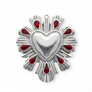 Stainless steel charms with enamel heart Silver-Red