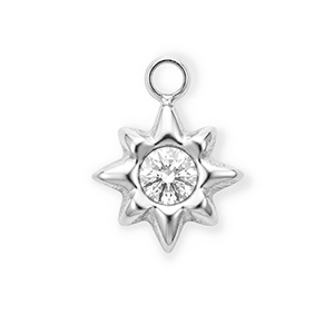 Stainless steel charms with strass star Silver-Crystal