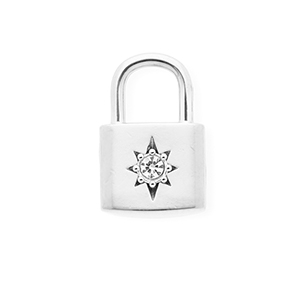Stainless steel charms with strass clasp with star Silver-Crystal
