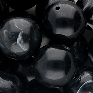 24 mm Acrylic beads round Black-White Marble