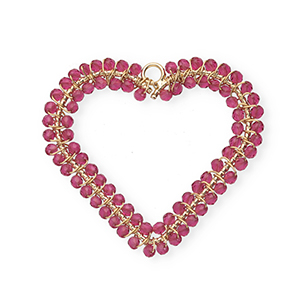 Top faceted charms heart Gold-Magenta Pink