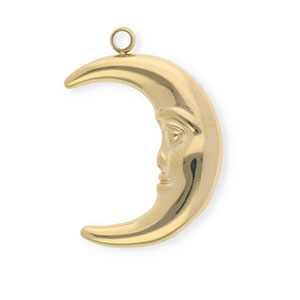 Stainless steel charms moon Gold