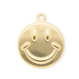 Stainless steel charms smiley Gold